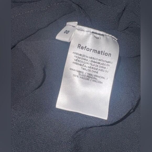 Women’s REFORMATION Christine  Black Mini Ruffle Tie Sweetheart DRESS Size 00 - Picture 7 of 8